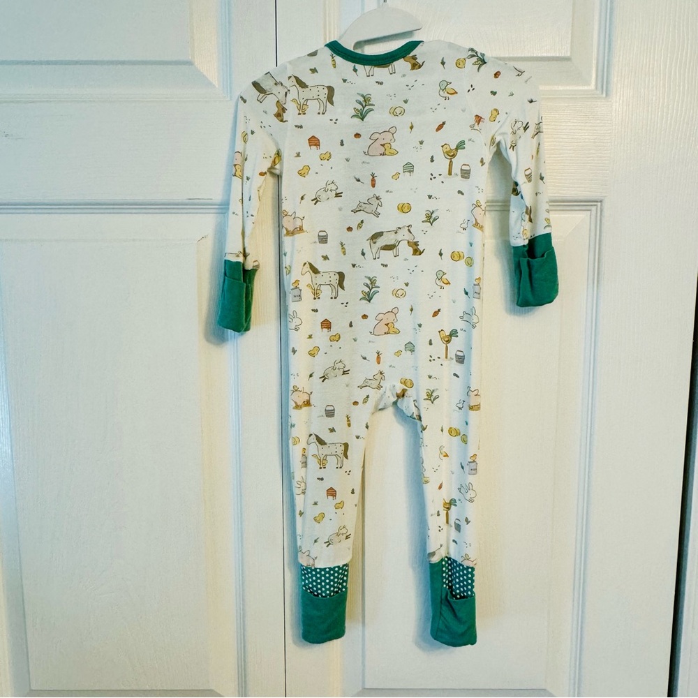 Angel Dear Convertible 2-way Zipper Romper, GUC, 3-6 months, farm animals - Picture 5 of 8